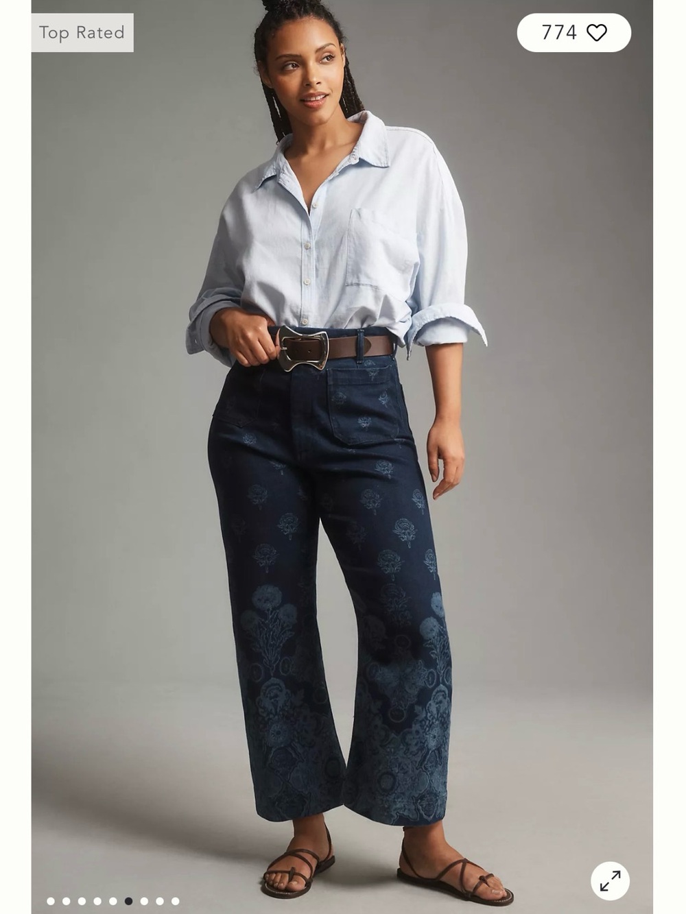 Maeve Colette cropped wide-leg jeans floral print size 33 NWT